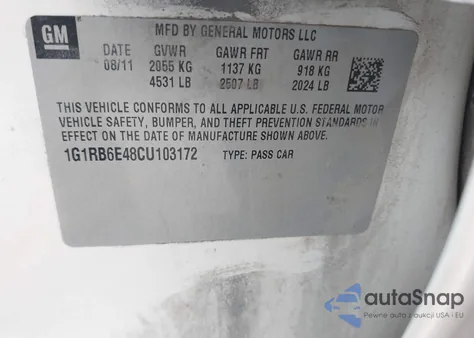 2012 Chevrolet Volt from USA, damaged, VIN 1G1RB6E48CU103172